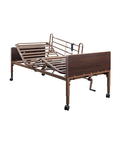 Semi Electric Hospital Homecare Bed with Rails and Mattress - Medacure HCSE36