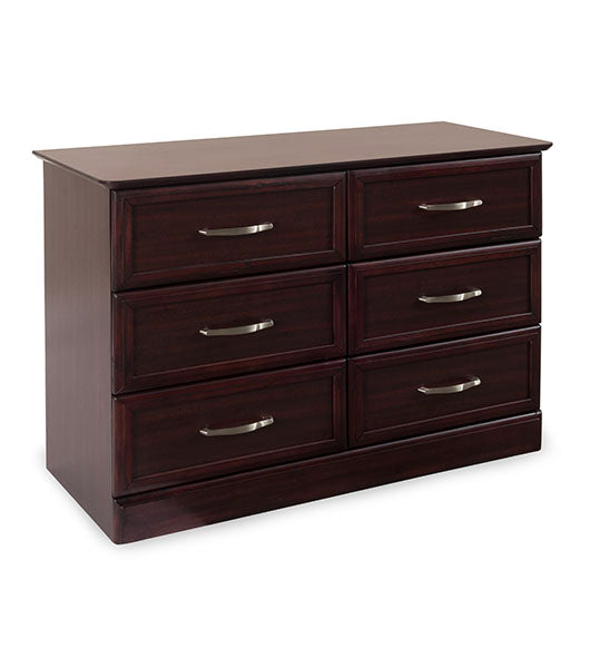 Hamilton 6 Drawer Dresser angled view in mahogany finish