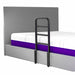 Homecare hospital bed with a purple mattress, emphasizing safety with high side rails for patient care