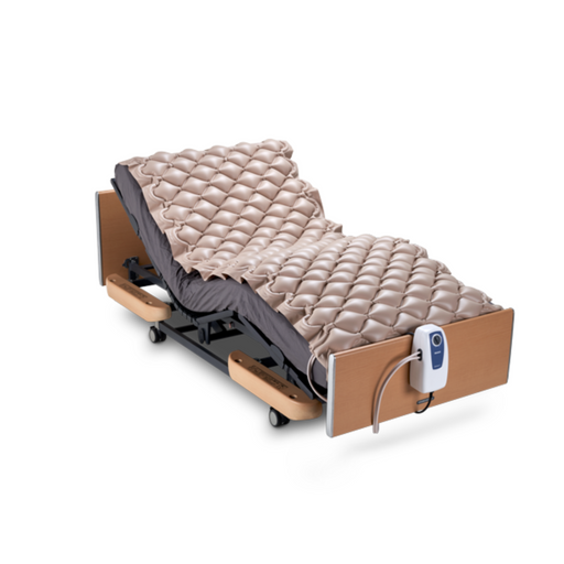 Domus 1 & 2 Hospital Bed Mattress on adjustable hospital bed with pressure relief pad and intuitive pump.