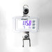 The Protekt 500 Patient Lift (Model 33500) is an electric transfer system with a white digital hanging scale displaying 115.8, three right-side buttons, and metal hooks at the top and bottom for secure patient handling.