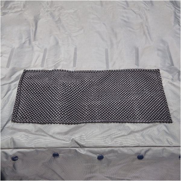 Detailed view of a gray blanket with black mesh, associated with the Emerald Bariatric Mattress with Digital Alternating Pressure LAL System