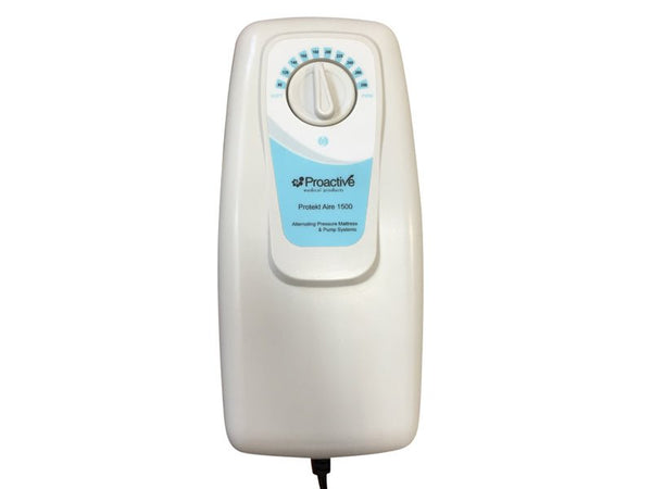 Protekt Aire 1500 adjustable pump unit with dial control for customizing air pressure on the alternating pressure mattress overlay