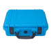A durable, bright blue hard-shell carrying case with black latches and a heavy-duty handle, designed for transporting the bladder scanner safely.