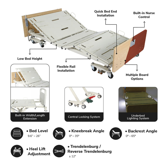 Heavy Duty Hospital Bed Costcare B357 Flexible Width and Length