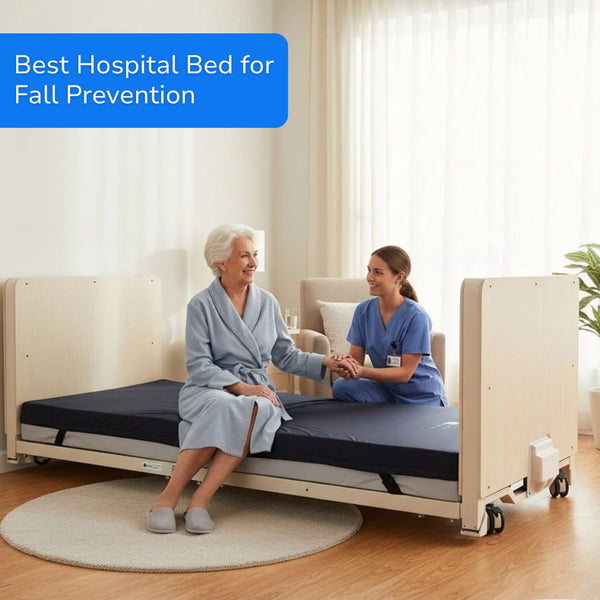 High Low Electric Hospital Bed with Rails for Fall Prevention | 36" x 80" | Medacure ULB 3.9