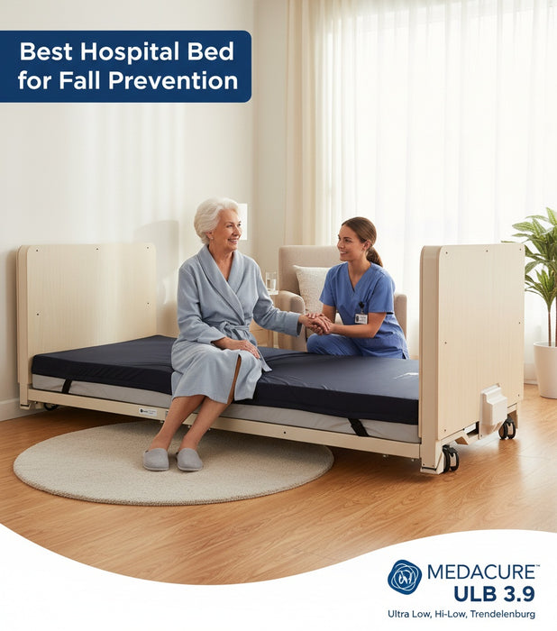 High Low Electric Hospital Bed with Rails and Pressure Relief Mattress| 36" x 80" | ULB 3.9