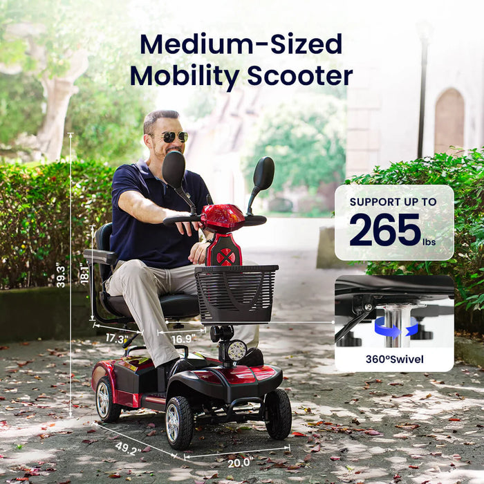 Vocic D61 Midsized 4 Wheel Mobility Scooter 5 MPH Maximum Speed