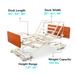 The Emerald Oasis Infinity Max bariatric hospital bed, featuring clear measurements for reference, is designed for bariatric patients, offering optimal support, comfort, and durability in medical beds and hospital care