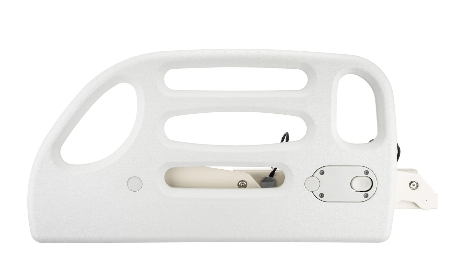 White plastic handle on a white background, designed for Bariatric HD Composite Swing Down Rail use