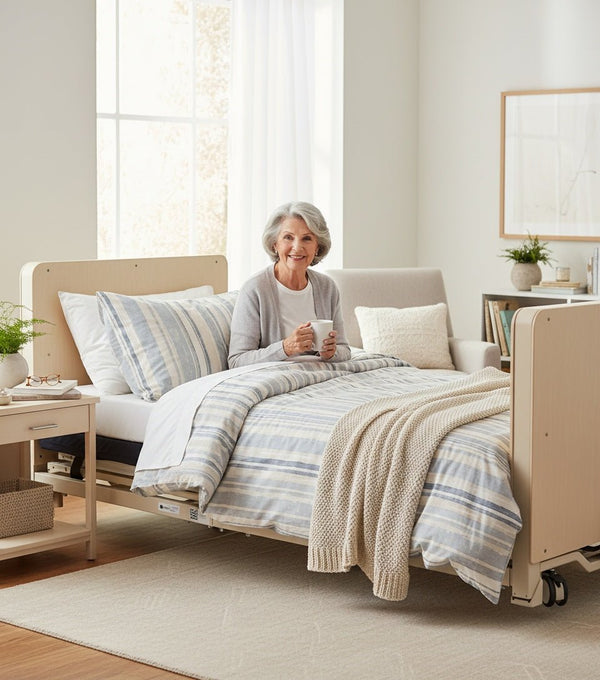 High Low Electric Hospital Bed with Rails for Fall Prevention | 36" x 80" | Medacure ULB 3.9