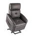Power lift recliner in lift position, raised to assist user mobility, displaying steel color variant
