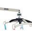 A close-up of the Free Spirit True Bariatric Patient Lift FS850 with a digital scale reading 82.15. The lift includes padded supports and metal hooks for sling attachment.