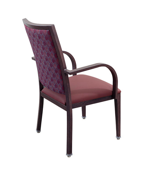 Dining Chair for Assisted Living Furniture with Arms and Square Back Model DCA100-R, angled view