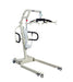 The Free Spirit True Bariatric Patient Lift FS850 is a white heavy-duty lift with wheels, padded handlebars, and a spreader bar with sling hooks, designed for safe transfers of individuals with limited mobility.