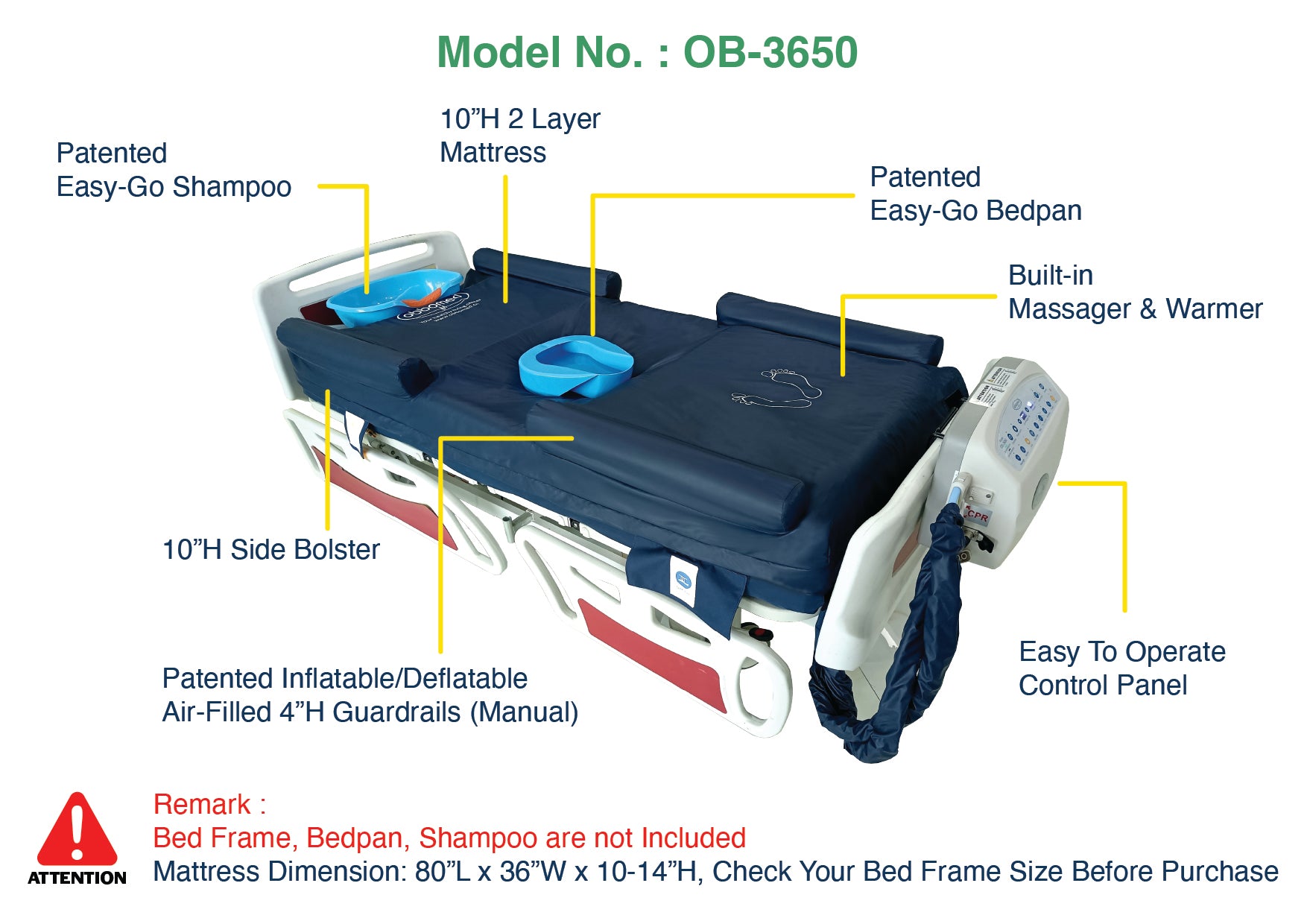 Low Air Loss Alternating Pressure Mattress with Massager & Warmer