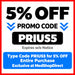 5% off promotional banner for Prius products with promo code PRIUS5, exclusive discount at MedShopDirect for entire purchase, limited time offer.