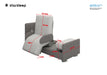 The Starsleep Orin Rotating Bed, with grey upholstery, is shown from multiple angles, highlighting inch measurements for its backrest, seat, base, and sides. Starsleep and Orin logos are displayed in the top corners.