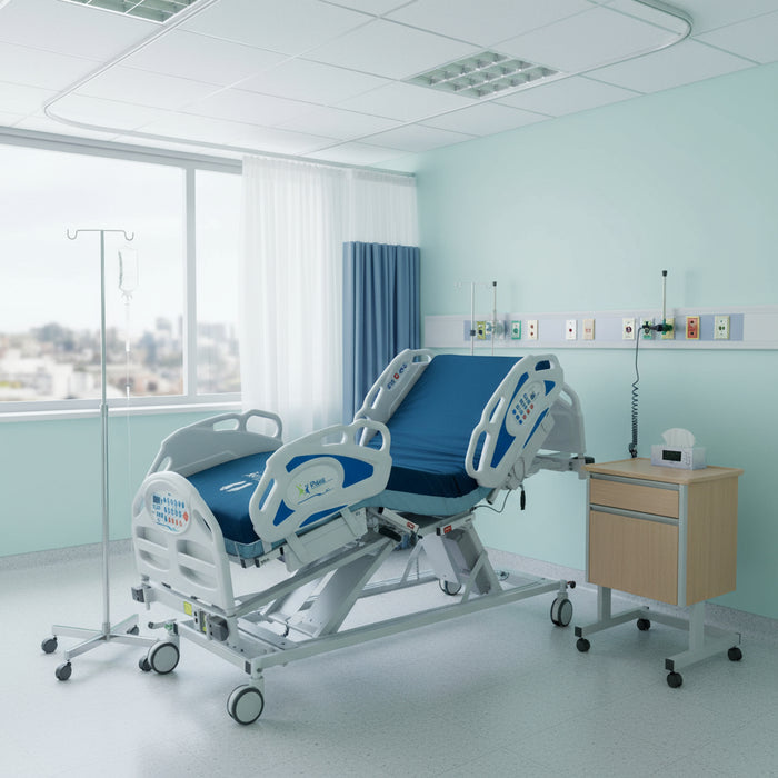 Expandable Low Hospital Bed with Fall Prevention, In-Bed Scale, 600 lb SWL – Ai1 by Prius