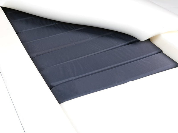 Close-up of Protekt Supreme Support mattress interior showing air cell layer beneath foam for alternating pressure therapy