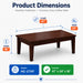 Product dimensions graphic for a dark brown wooden coffee table from the Hamilton Collection, showing a 47-inch by 24-inch by 16-inch size measurement diagram with blue, orange, and green informational badges.