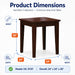 Product dimensions diagram for a dark brown wooden end table from the Hamilton Collection, showing height, depth, and width measurements with blue arrows and orange dimension labels on a white background.