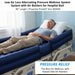 Patient lying comfortably on the Protekt Aire 3500AB air mattress system with raised side air bolsters, installed on a hospital bed for pressure relief