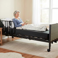 Full Electric Low Hospital Bed for Home Care | 9" - 23" | Proactive Protekt Akra-FE Black Vein