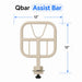 An assist bar for a bed, shown with dimension annotations indicating a width and height of 12 inches. The product is beige with a metal mounting base at the bottom.