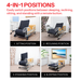 Four images display the ReNuCare Standing Bed—a 4-position adjustable hospital bed—in sitting, reclining, standing, and sleeping modes, highlighting its versatility and remote-controlled mobility assistance.