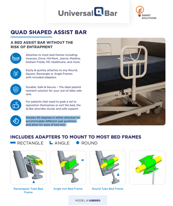Universal Hospital Bed Assist Rail Bar - Set of 2 | Medacure