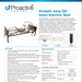 Promotional image for the Proactive Medical Semi Electric Hospice Bed, displaying the bed with raised head and foot sections, key features, specifications, and shipping information on a blue and white background.