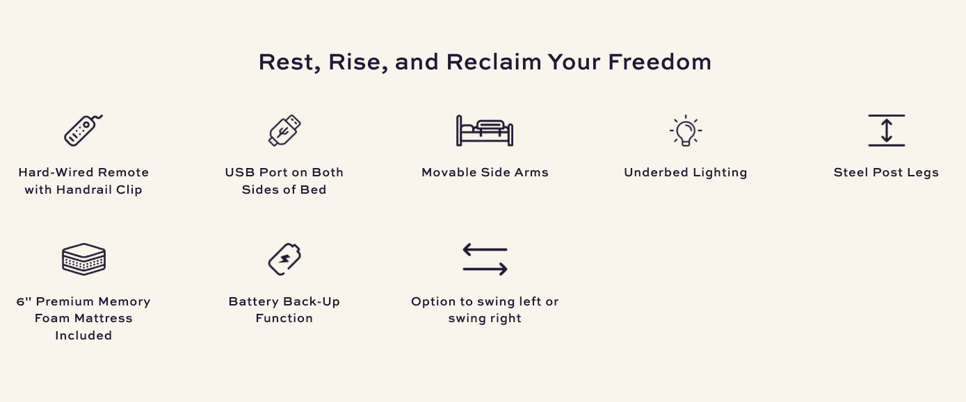 Adjustable Rotating Bed for Seniors | Sit to Stand Lift Bed | Independence Bed