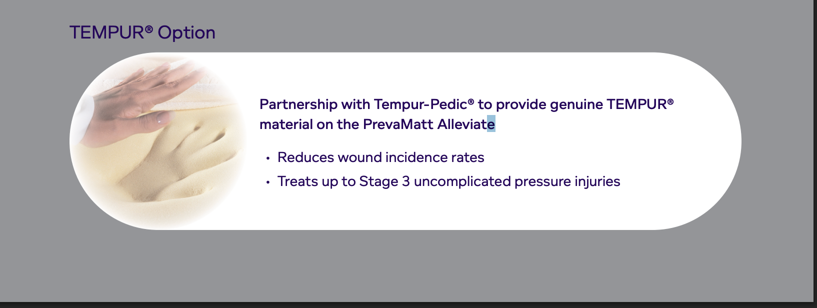 PrevaMatt Alleviate; Tempur-Pedic Material, 4-Way Stretch Cover and Fire Barrier - Flat Measurements: 35" W x 80" L x 6" D