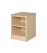 Nightstand for behavioral health furniture with 1 shelf in Maple finish, angled view against a plain white background