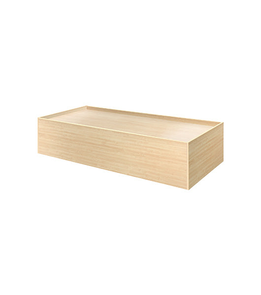 Recessed platform bed for behavioral health furniture BF-PB1 in Maple finish, angled view against a plain white background