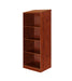 Wardrobe for behavioral health furniture with 3 shelves in Cherry finish, angled view against a plain white background