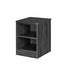 Nightstand for behavioral health furniture with 1 shelf in Coastal Grey finish, angled view against a plain white background