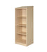 Wardrobe for behavioral health furniture with 3 shelves in Maple finish, angled view against a plain white background