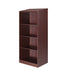 Wardrobe for behavioral health furniture with 3 shelves in Mahogany finish, angled view against a plain white background
