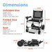 A technical specification sheet showing the Zoomer Folding Power Chair in both unfolded and folded positions with labeled dimensions. The unfolded height is 34.875 inches, and the folded height is a compact 11.25 inches.