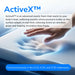 Hand pressing into ActiveX pressure relieving foam mattress material that adapts to body heat and reduces pressure points for improved comfort and circulation.
