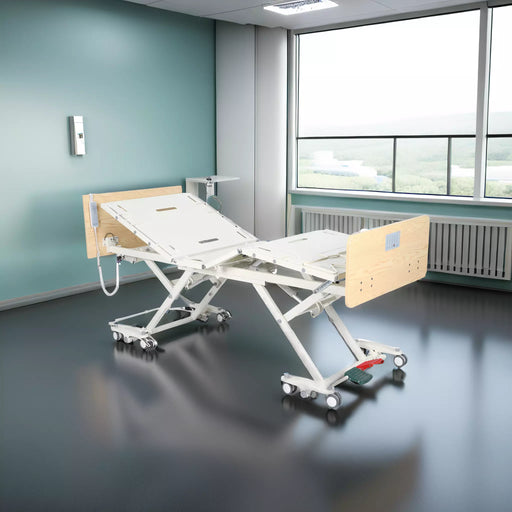 Trendelenburg Costcare Adjustable Medical Bed B337 in hospital room, flexible width and length, low height for patient safety.