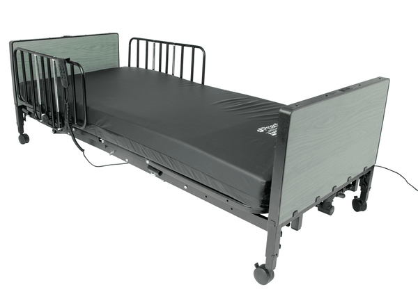 Full Electric Low Hospital Bed for Home Care | 9" - 23" | Proactive Protekt Akra-FE™ Black Vein