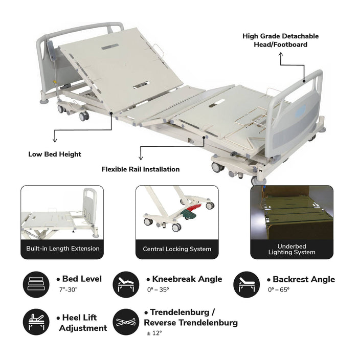 Medical Bed Costcare B333 Heavy Duty Low Bed Long-Term Acute Care