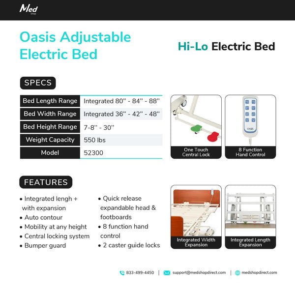 Emerald Oasis Expandable 52300 Hospital Bed - MedShop Direct