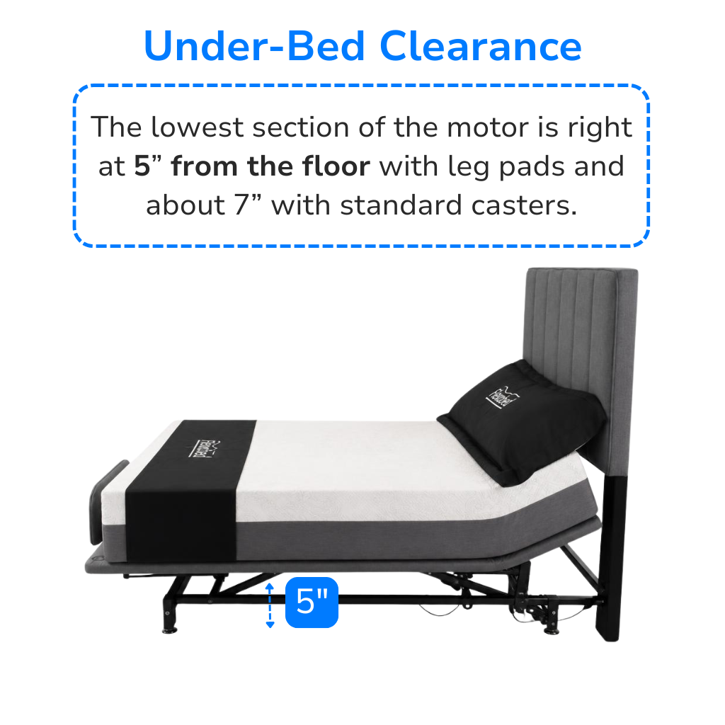 Flexabed Hi-Low SL with under-bed clearance measurement indicated on a white background