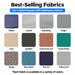 Best-selling HPFI upholstery fabrics featuring the 12 most popular options including Dillon Linette Hathaway Origin Lara Quattro Criss Cross Cross Check Tango Box Chain Evo CV and Tribeca CV