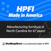 HPFI Made in America banner highlighting 67 years of furniture manufacturing in North Carolina with MedShopDirect as an authorized reseller