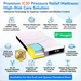 Product infographic for the IC30 Pressure Relief Mattress highlighting its 8-inch height, multi-layer foam construction, 440 lbs weight capacity, and compatibility with Flexabed bases.
